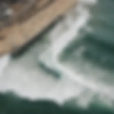 Aerial view of Huntington Beach Pier showcasing surf conditions