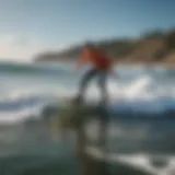 A dynamic electric cruiser board gliding over ocean waves