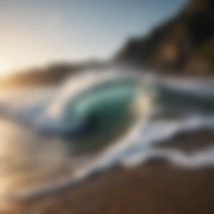 A stunning wave crashing on a secluded beach