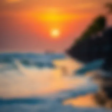 Sunset at Florida Surf Beach Sunset over a vibrant Florida beach with surfers in the water