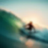 Surfer Riding the Waves A surfer riding a powerful wave at a stunning beach