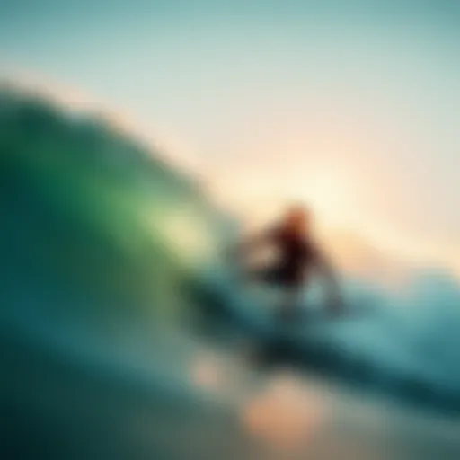 Surfer Riding the Waves A surfer riding a powerful wave at a stunning beach