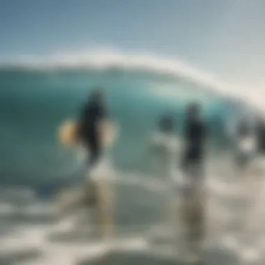 Group of surfers enjoying a day with Gordon and Smith surfboards