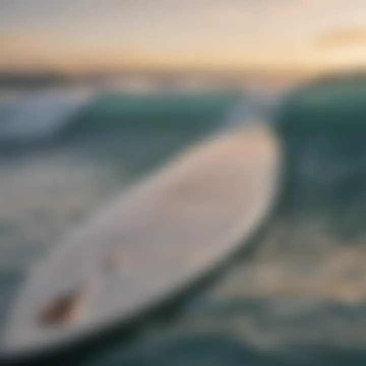 Detailed view of the innovative design of a Gordon and Smith surfboard