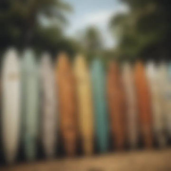 Traditional Hawaiian surfboards lined up for use