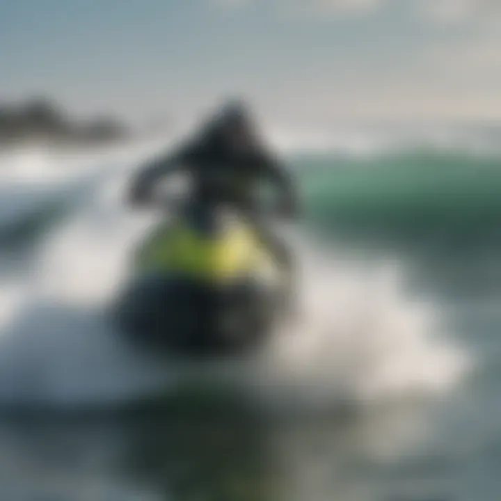 An adventurous rider navigating through the waves on a jet ski