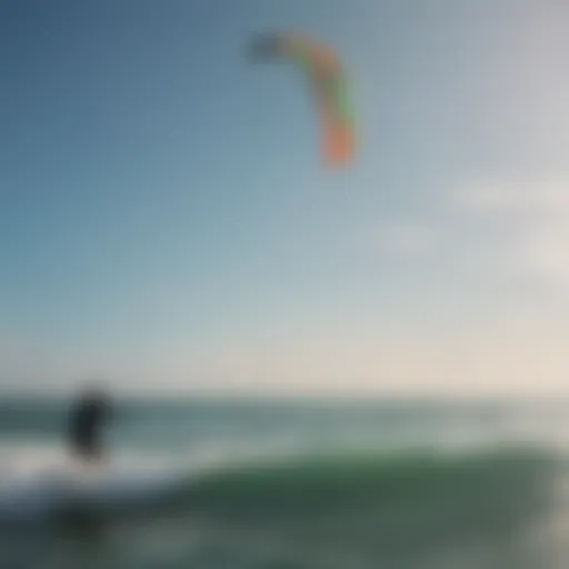 Kitesurfers gliding across Lake Michigan