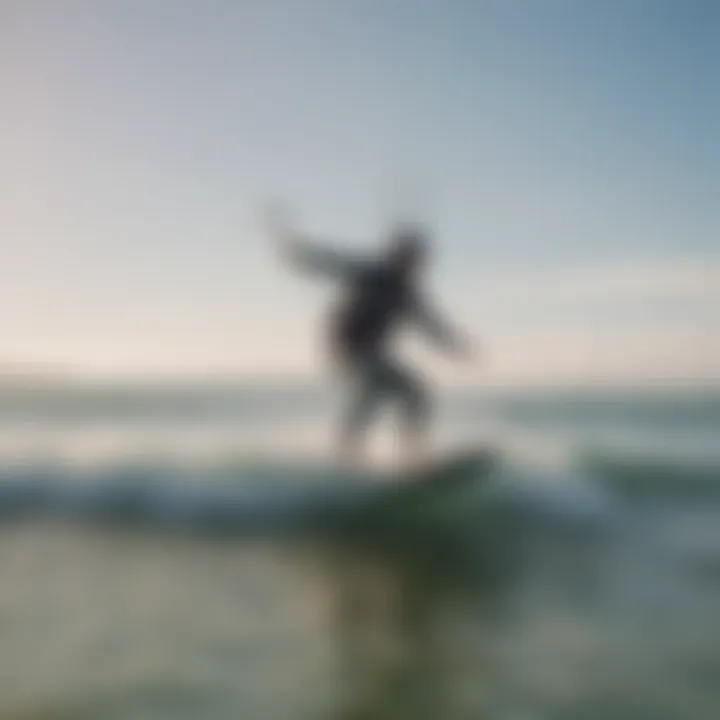 An instructor teaching kitesurfing techniques on the beach