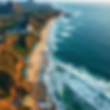 Aerial Perspective of La Lancha's Coastline Aerial view of La Lancha beach highlighting its unique coastline and surf breaks