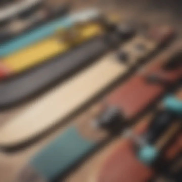 An array of longboarding gear laid out for selection