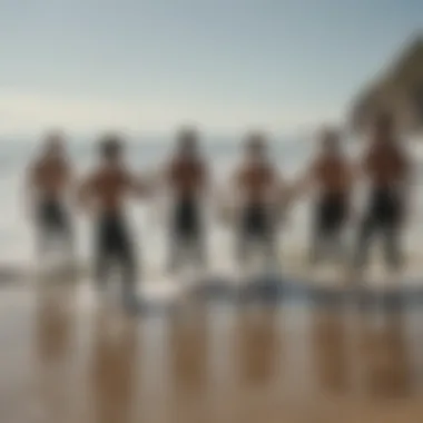 A group of surfers enjoying the Malibu Surfer drink at a beachside gathering, embodying community and celebration.