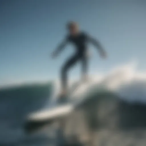 A surfer gracefully gliding above the water on a non-electric foil board