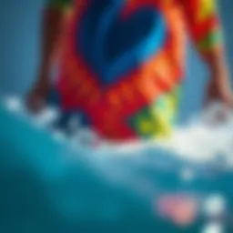 Dynamic surf apparel showcasing vibrant designs