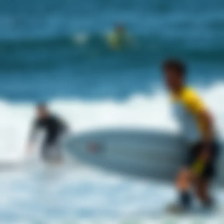 Surfwear Tested in Action Athletes testing surfwear in action on the waves