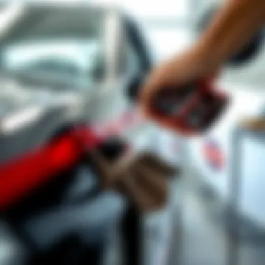 Detailed view of a car being treated with Black Edge Detailer