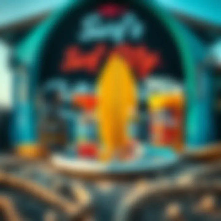 Surf culture elements combined with car detailing products