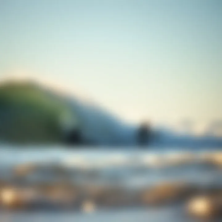 A scenic view of surfers riding waves at a California beach