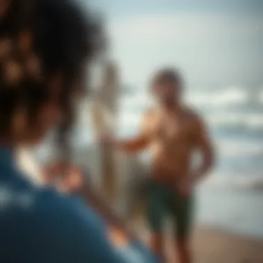 An environmentally conscious surfer participating in beach clean-up