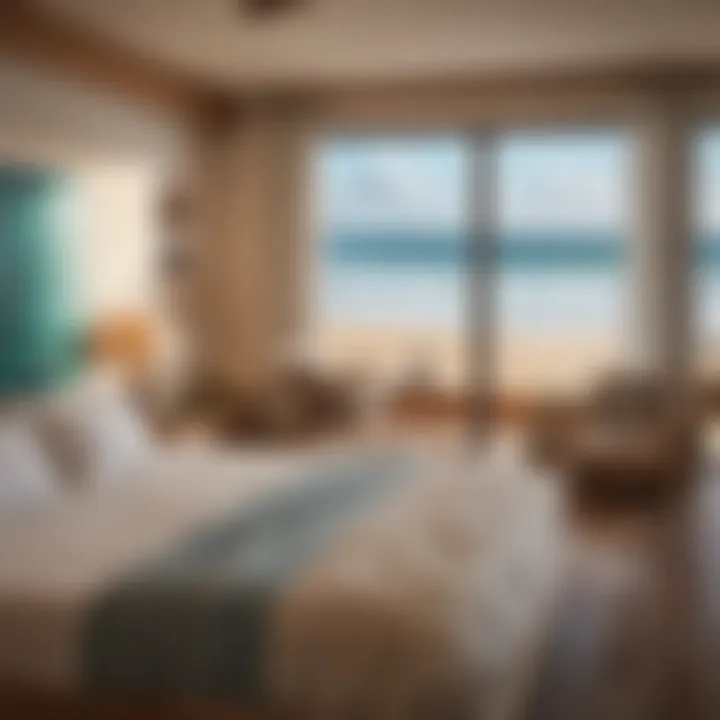 A cozy room in a surf hotel with ocean view