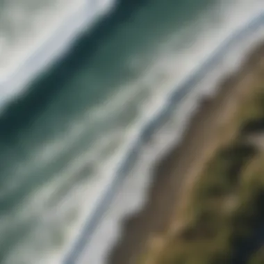 An aerial view of the Pacific coastline, highlighting popular surf spots