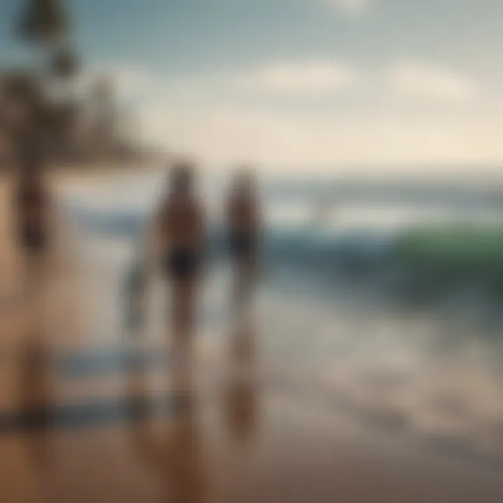 Group of surfers waiting for waves