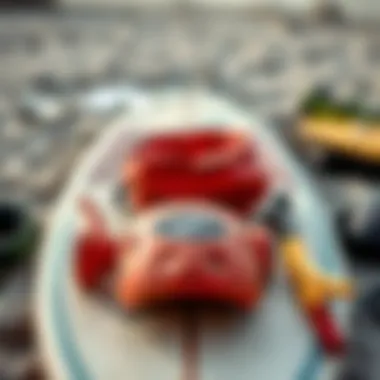 Essential surf gear laid out for enthusiasts