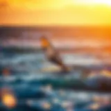 The Grace of Windsurfing at Sunset Windsurfer gliding over the waves during sunset