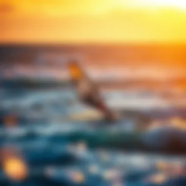 The Grace of Windsurfing at Sunset Windsurfer gliding over the waves during sunset