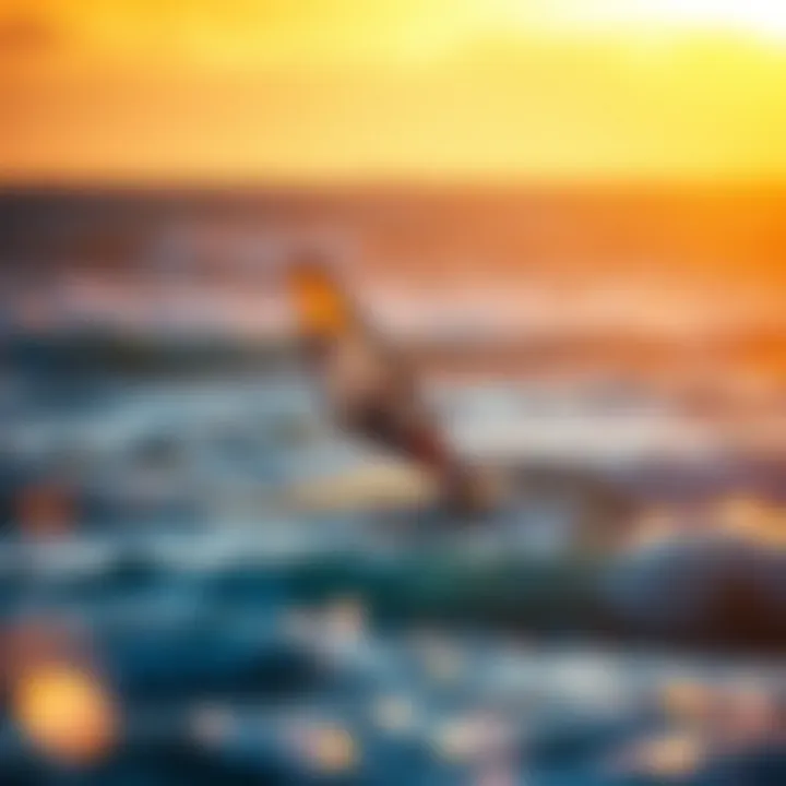 The Grace of Windsurfing at Sunset Windsurfer gliding over the waves during sunset