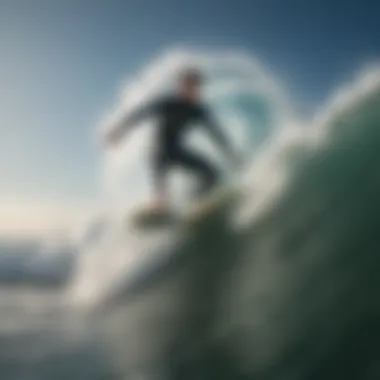 Dynamic surfing action showcasing a rider on a wave