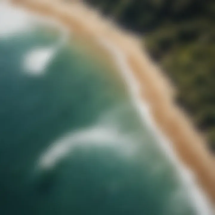 A high-tech surf fishing drone capturing aerial views of the coastline.