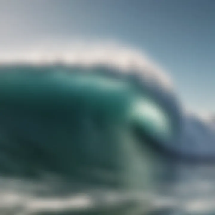 A stunning wave crashing against the shore