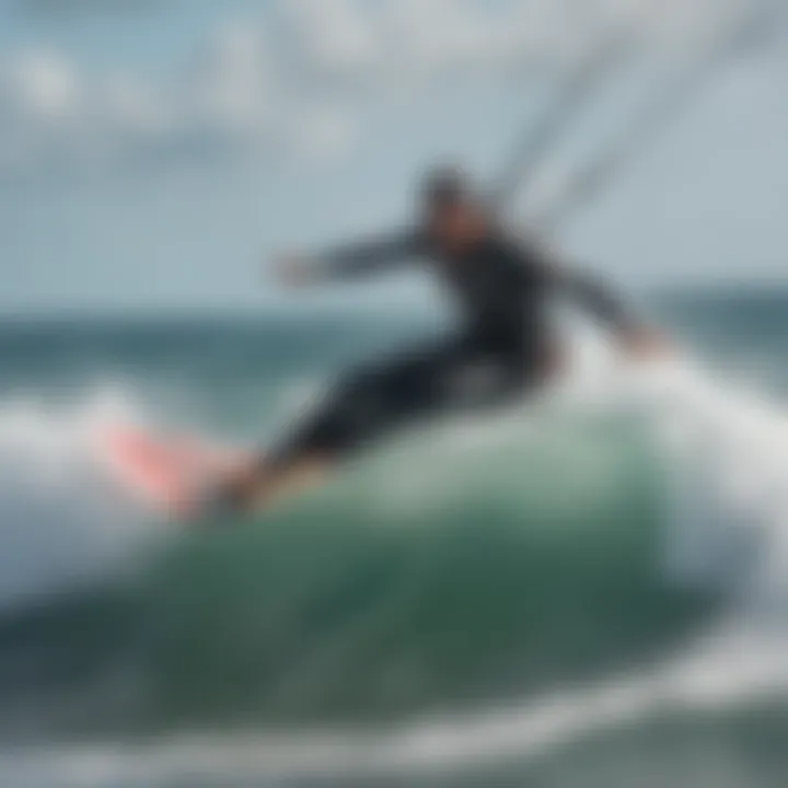 A skilled kite surfer performing tricks on the waves