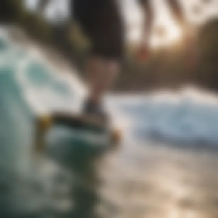 A drop-through longboard demonstrating stability in motion