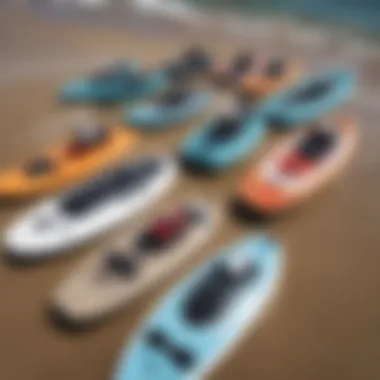 An aerial view showcasing various types of electric jet boards lined up