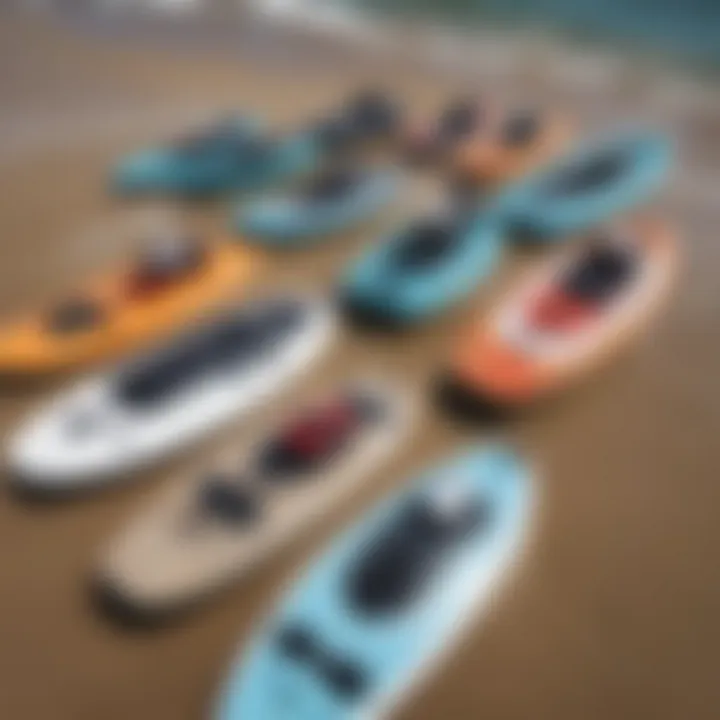 An aerial view showcasing various types of electric jet boards lined up