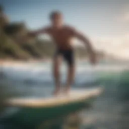 Surfer practicing balance on a balance board