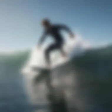 Surfer navigating waves with optimal balance