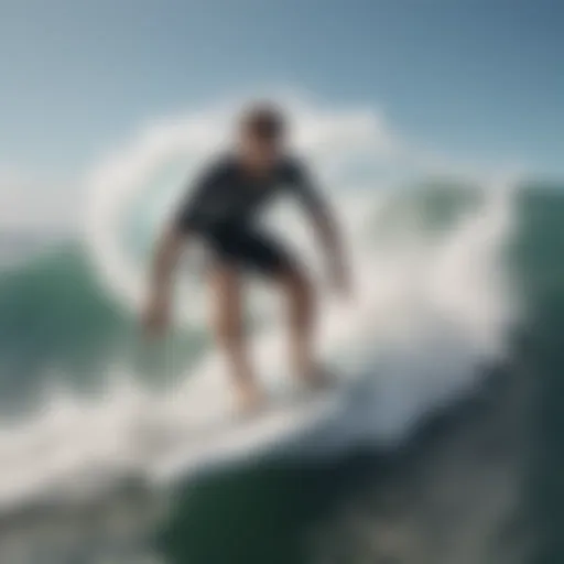 Electric surfboard gliding over waves