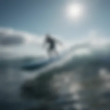 A futuristic hydro surfboard gliding effortlessly over the water