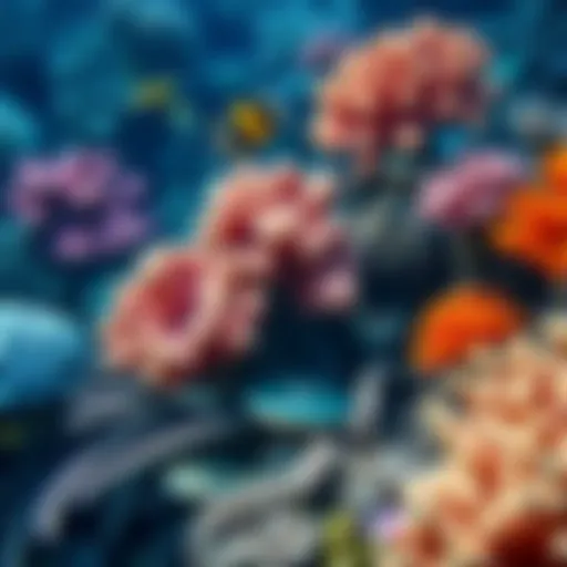 Vibrant coral formations teeming with life