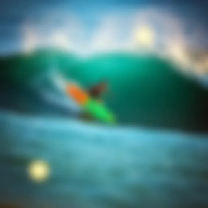 Surfer Using No Wax Surfboard Surfer riding a wave with a no wax surfboard in action