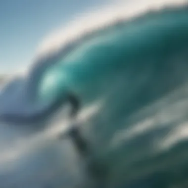 Surfer riding a massive wave