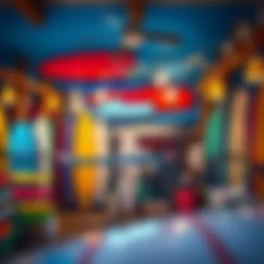 Local Surf Shop in Baja Local surf shop showcasing vibrant surfboards and gear