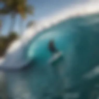 A surfer riding a perfect wave in a surfing pool