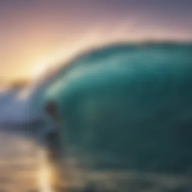 A stunning surfing pool at sunset showcasing artificial waves