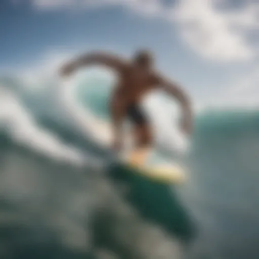 A stunning Vanhunks surfboard gliding through the ocean waves