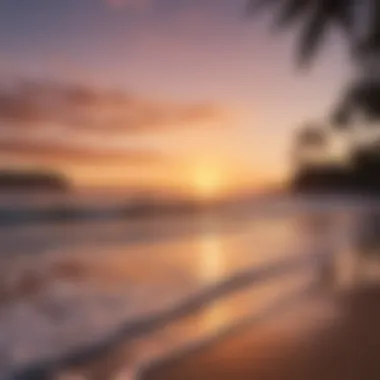 A vibrant sunset over a popular surfing beach in Nicaragua