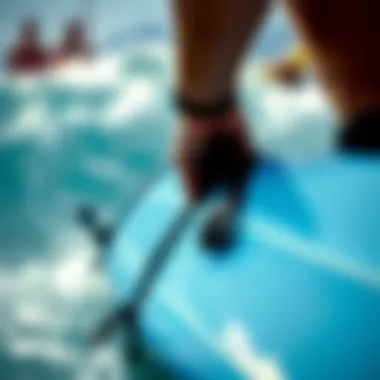 Thule surfboard straps demonstrated in a competitive surfing event