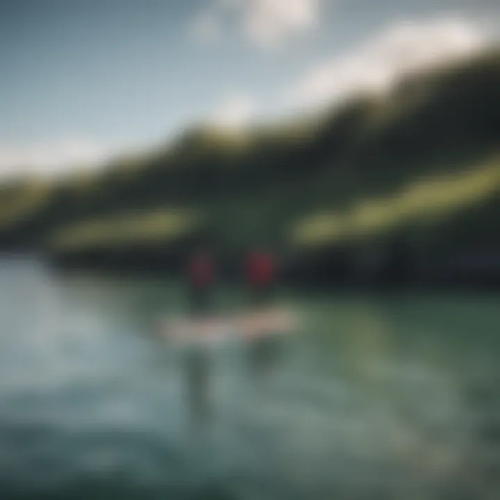 Stand-up paddleboarders gliding across the serene waters of Thurso